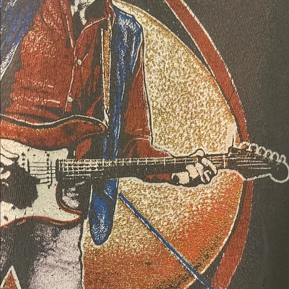 MadeWorn Black Short Sleeve Tee Eric Clapton with glitter effects on design M/L - Picture 3 of 10